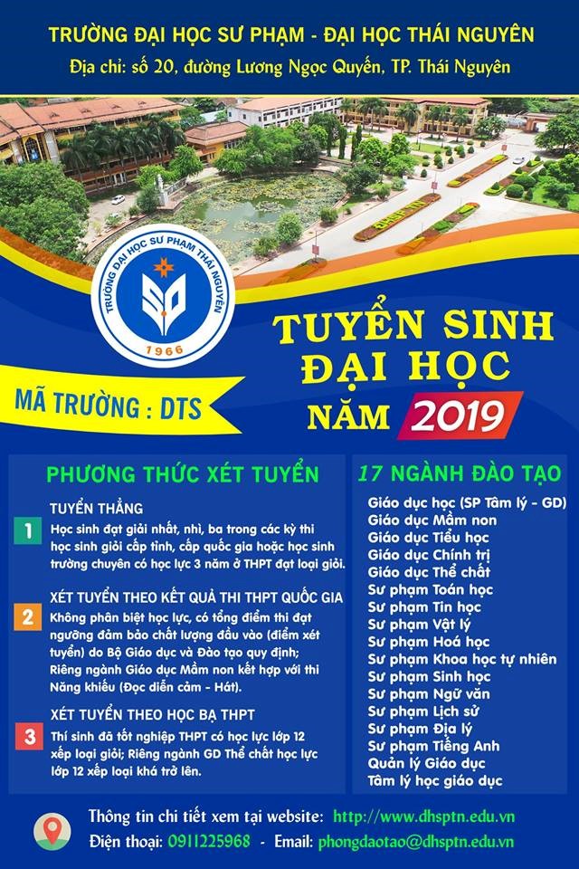 Đề án tuyển sinh năm 2019 của Trường Đại học Sư phạm Thái Nguyên
